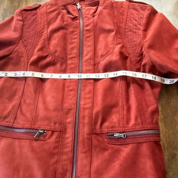 NWT Black Rivet Wilsons Leather suede jacket soft Rust Red/Brown Sz L - Picture 8 of 9